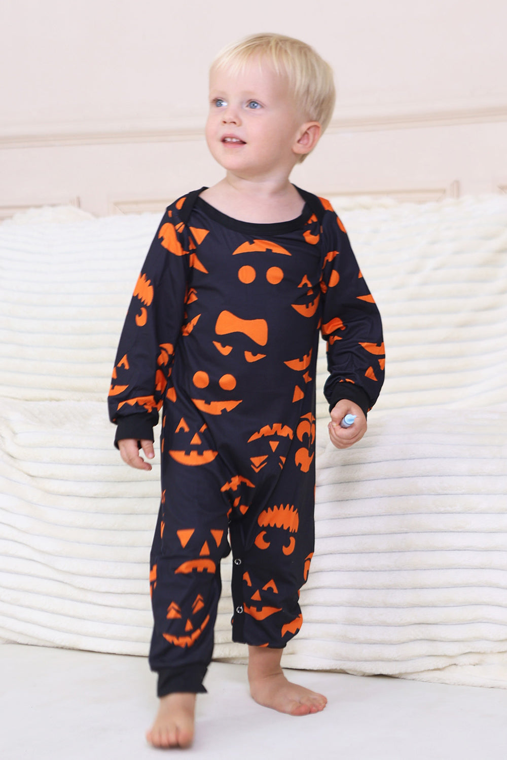 Navy Ghost Printed Long Sleeves Family Halloween Pajamas