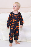 Navy Ghost Printed Long Sleeves Family Halloween Pajamas