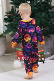 Orange Ghost Printed Long Sleeves Family Halloween Pajamas