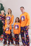 Orange Ghost Printed Long Sleeves Family Halloween Pajamas