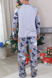 Grey Printed Long Sleeves Family Halloween Matching Pajamas