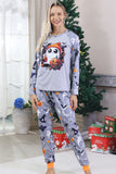 Grey Printed Long Sleeves Family Halloween Matching Pajamas