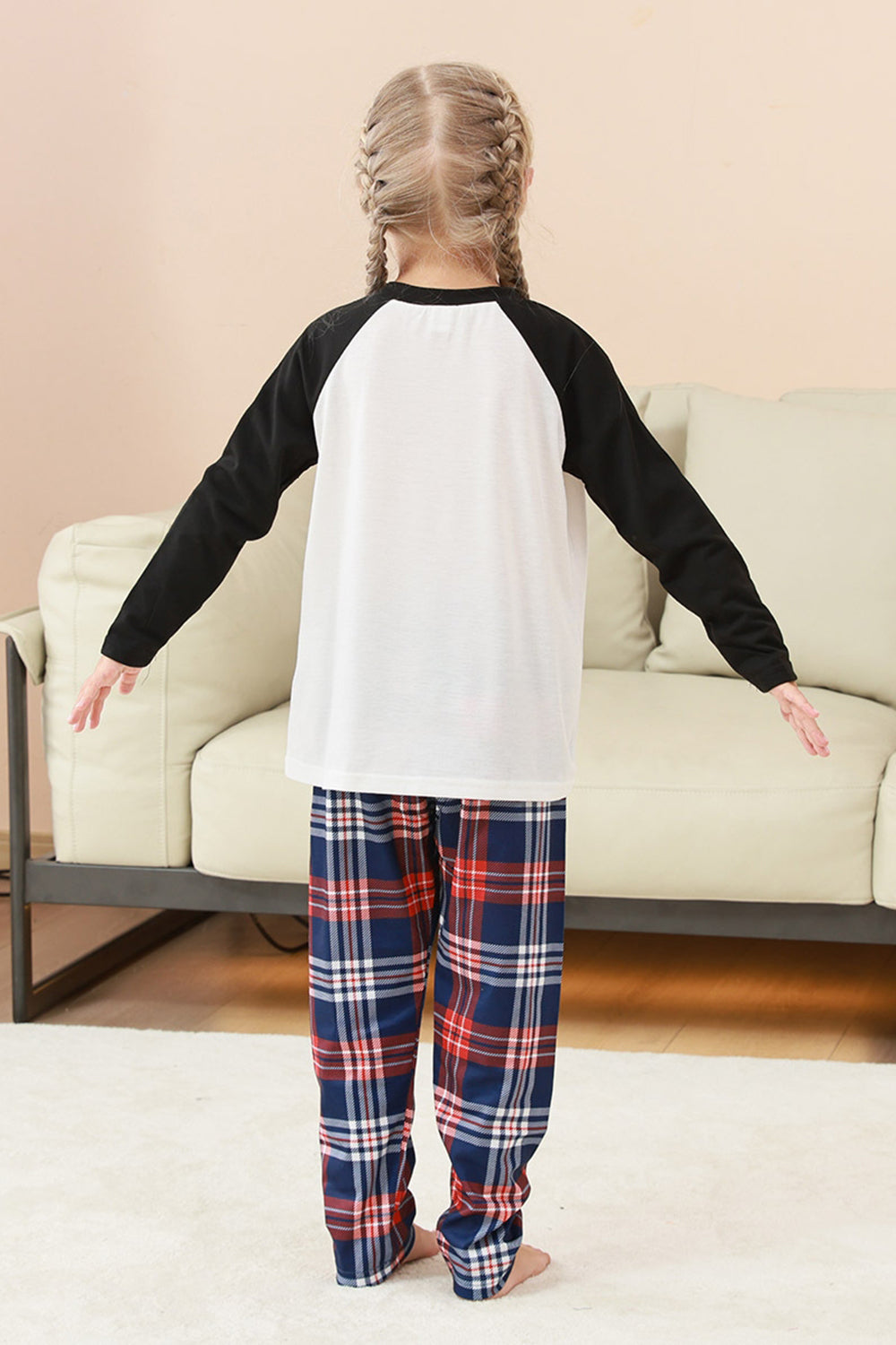 Black and White Plaid Tree Printed Christmas Family Matching Pajamas