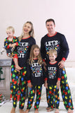 Navy Light Bulb Printed Long Sleeves Matching Family Pajamas
