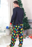 Navy Light Bulb Printed Long Sleeves Matching Family Pajamas