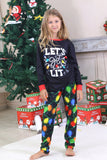 Navy Light Bulb Printed Long Sleeves Matching Family Pajamas