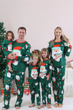 Dark Green Santa Printed Long Sleeves Christmas Family Matching Pajamas