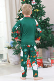 Dark Green Santa Printed Long Sleeves Christmas Family Matching Pajamas