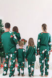 Dark Green Santa Printed Long Sleeves Christmas Family Matching Pajamas