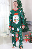 Dark Green Santa Printed Long Sleeves Christmas Family Matching Pajamas
