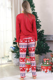 Red Winter Reindeer Printed Christmas Family Matching Pajamas