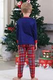 Royal Blue Reindeer Printed Plaid Christmas Matching Family Pajamas