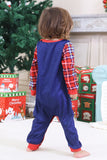 Royal Blue Reindeer Printed Plaid Christmas Matching Family Pajamas
