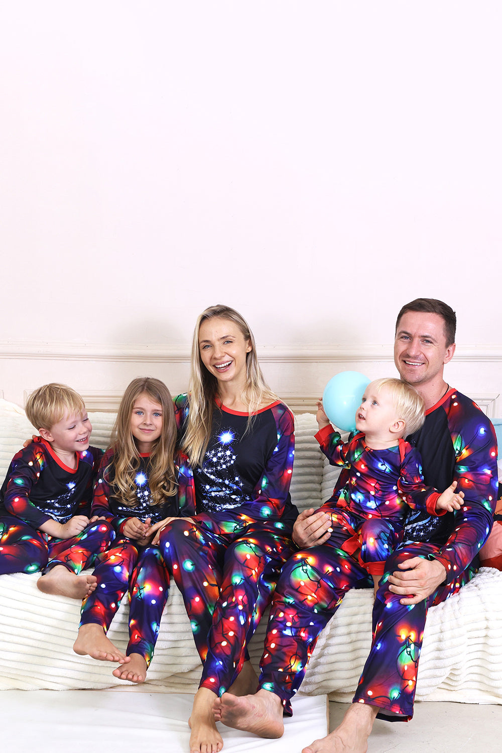Navy Lights Tree Printed Christmas Family Matching Pajamas