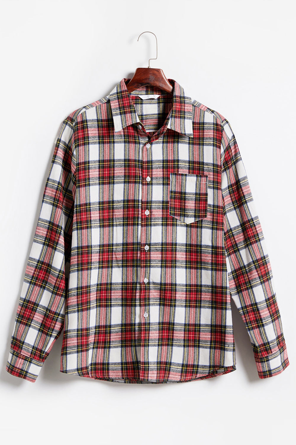 Red Plaid Lapel Long Sleeves Christmas Family Matching Shirts