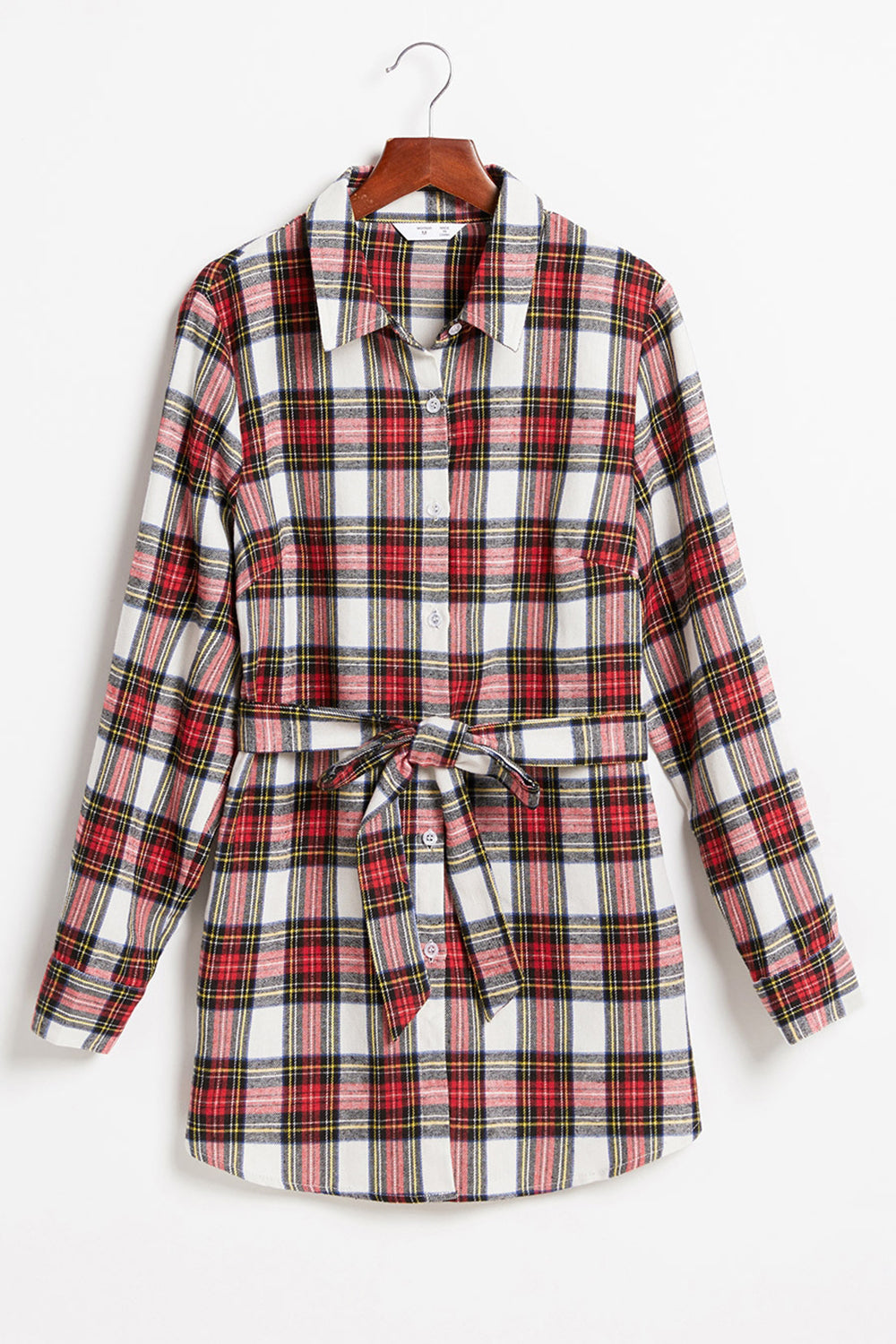 Red Plaid Lapel Long Sleeves Christmas Family Matching Shirts