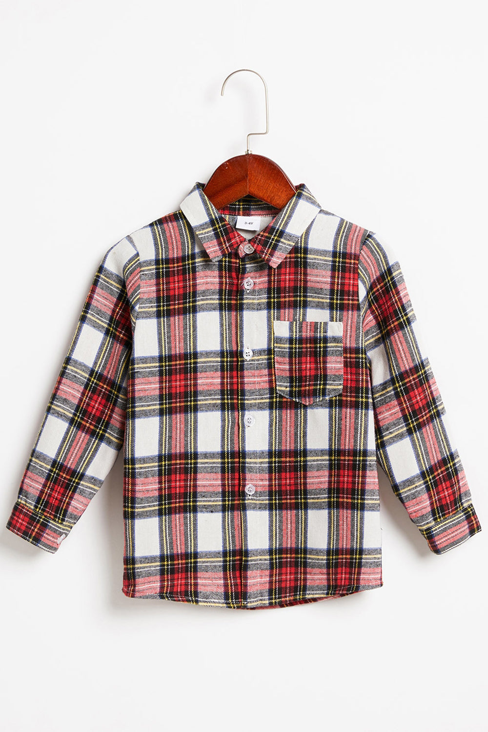 Red Plaid Lapel Long Sleeves Christmas Family Matching Shirts