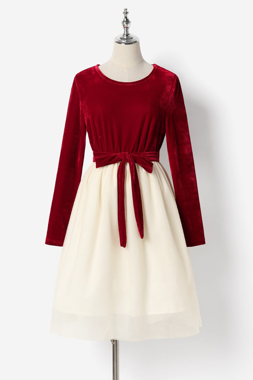 Red Plaid Velvet Long Sleeves Holiday Family Matching Pajamas