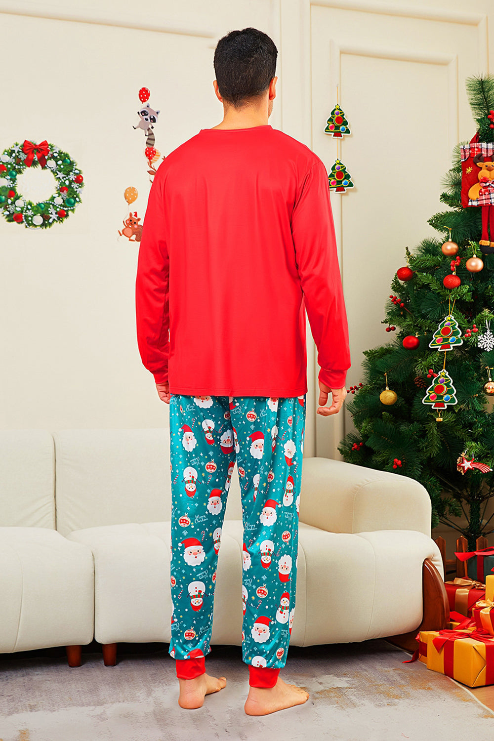 Red Merry Christmas Santa Printed Family Matching Pajamas