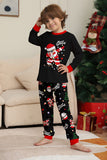 Black Merry Christmas Santa Printed Family Matching Pajamas