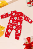 Red Santa Printed Round Neck Christmas Family Matching Pajamas