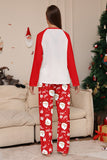 Red Santa Printed Round Neck Christmas Family Matching Pajamas