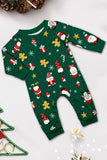 Dark Green Christmas Printed Santa Family Matching Pajamas