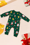 Dark Green Christmas Printed Santa Family Matching Pajamas