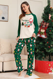 Dark Green Christmas Printed Santa Family Matching Pajamas