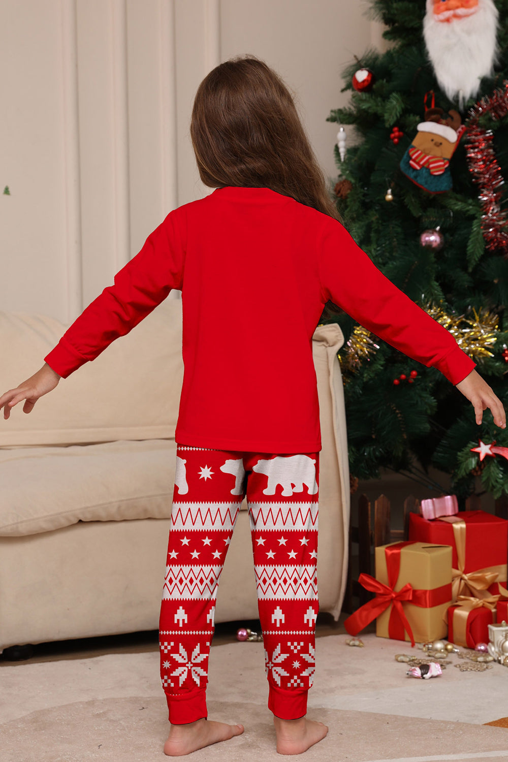 Red Tree Printed Long Sleeves Christmas Family Matching Pajamas