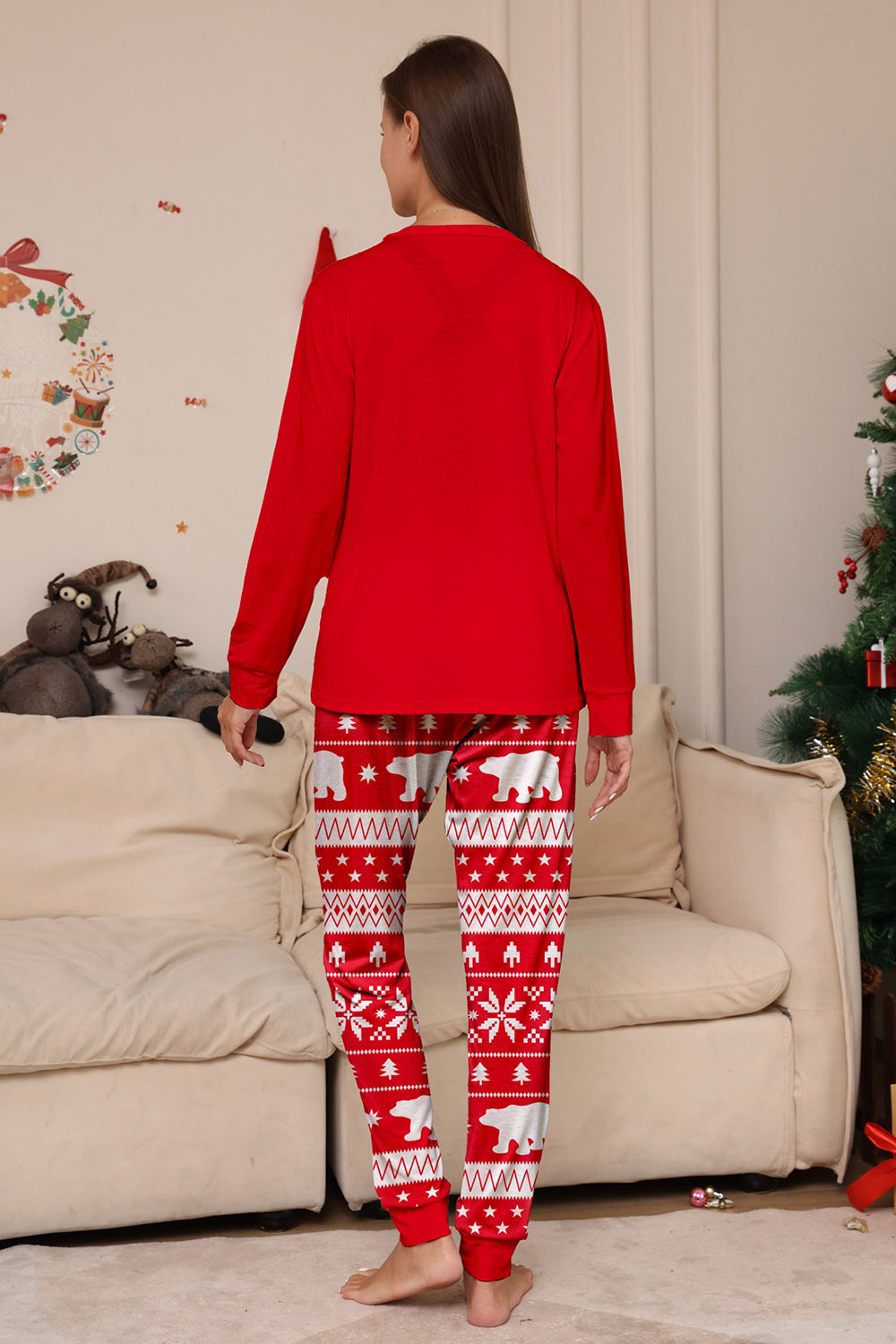 Red Tree Printed Long Sleeves Christmas Family Matching Pajamas