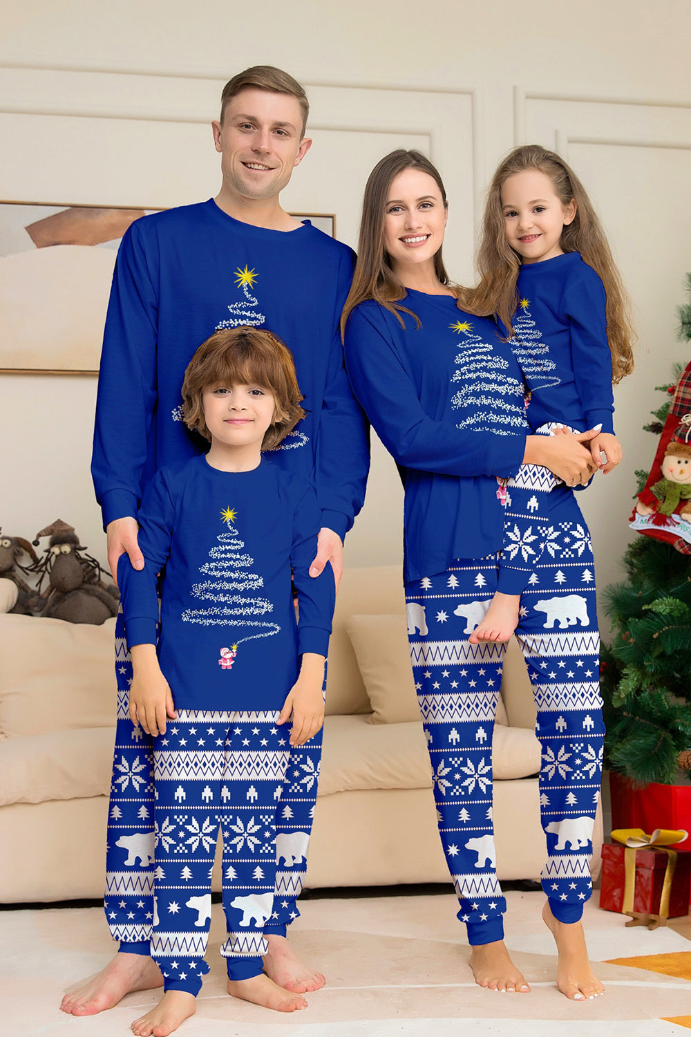 Red Tree Printed Long Sleeves Christmas Family Matching Pajamas