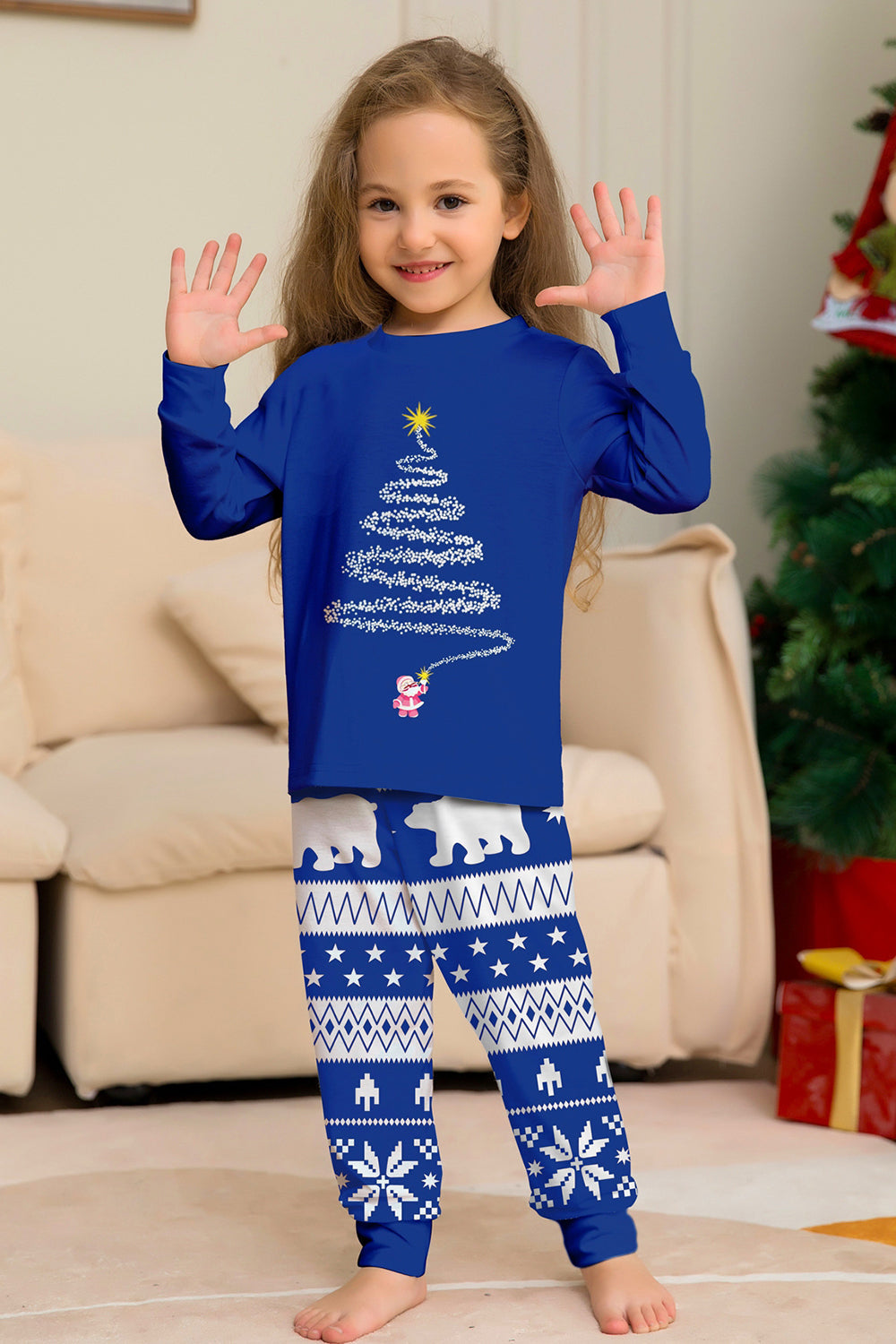 Red Tree Printed Long Sleeves Christmas Family Matching Pajamas