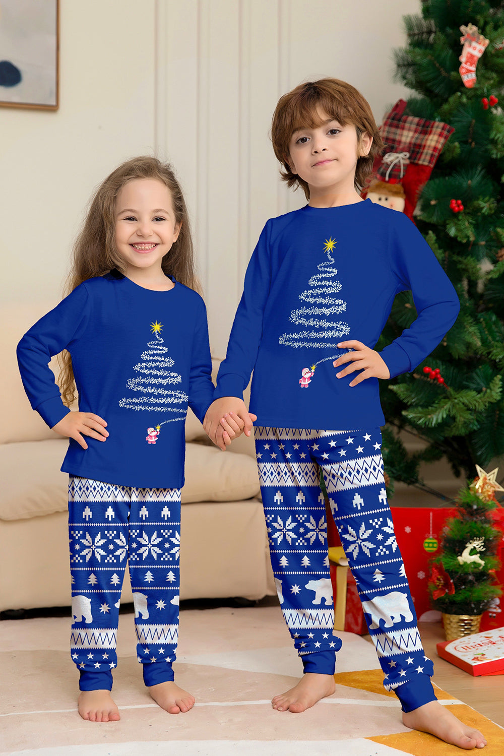 Red Tree Printed Long Sleeves Christmas Family Matching Pajamas