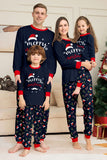 Navy Merry Christmas Printed Family Matching Pajamas
