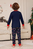Navy Merry Christmas Printed Family Matching Pajamas