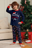 Navy Merry Christmas Printed Family Matching Pajamas