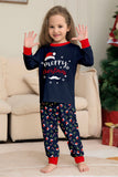 Navy Merry Christmas Printed Family Matching Pajamas