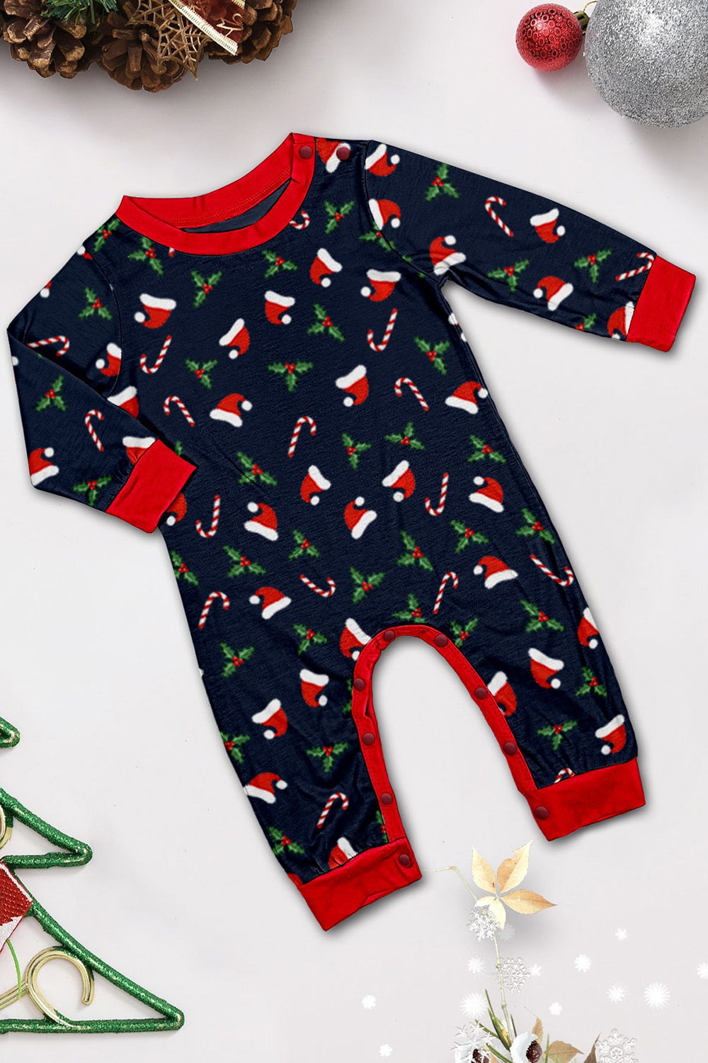 Navy Merry Christmas Printed Family Matching Pajamas