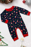 Navy Merry Christmas Printed Family Matching Pajamas