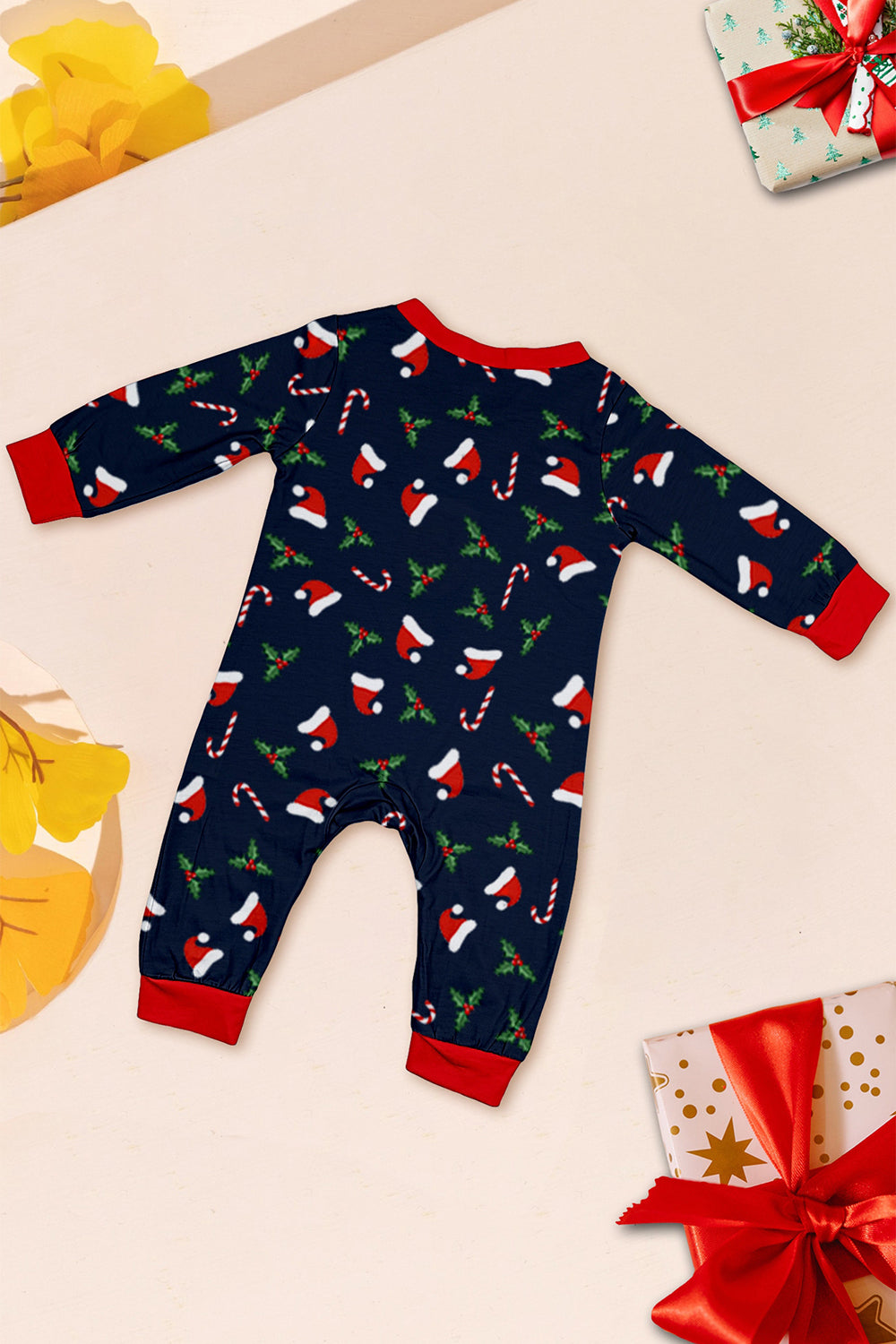 Navy Merry Christmas Printed Family Matching Pajamas