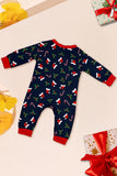 Navy Merry Christmas Printed Family Matching Pajamas
