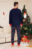 Navy Merry Christmas Printed Family Matching Pajamas