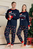 Navy Merry Christmas Printed Family Matching Pajamas