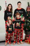 Black Red Christmas Pattern Printed Plaid Family Matching Pajamas