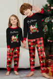 Black Red Christmas Pattern Printed Plaid Family Matching Pajamas