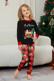 Black Red Christmas Pattern Printed Plaid Family Matching Pajamas