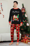Black Red Christmas Pattern Printed Plaid Family Matching Pajamas