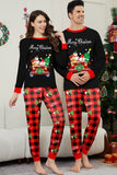 Black Red Christmas Pattern Printed Plaid Family Matching Pajamas