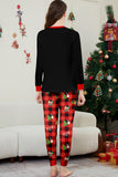 Black Red Christmas Pattern Printed Plaid Family Matching Pajamas